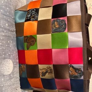 Ladies handmade multicolored weenie dog tote. New without tags never used.